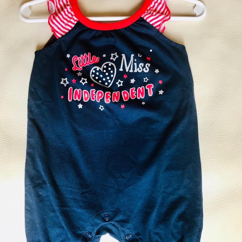 Fourth of July 4th baby girl romper